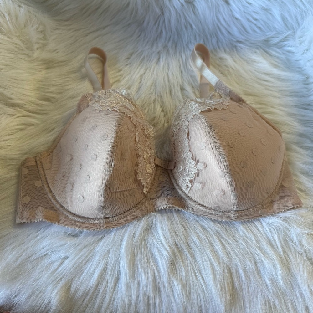 Adore Me Bra Elegant Lace Dot Bra in Cream Women’s Size 38 DD Lightly Padded